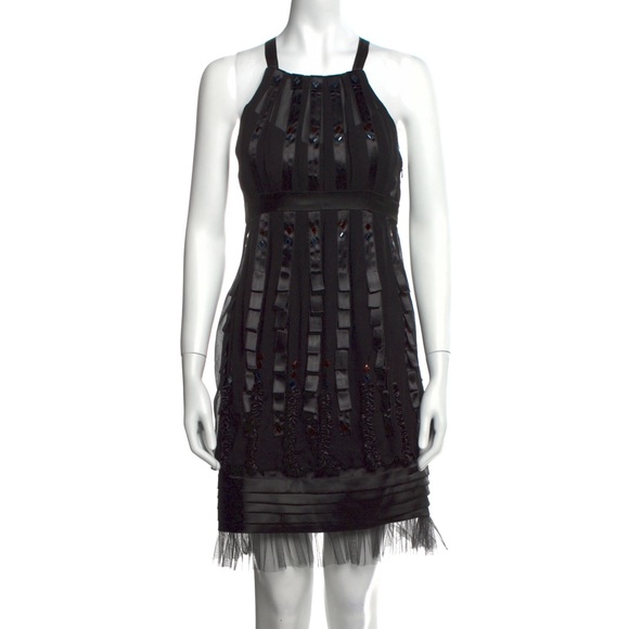NWT Sue Wong  Nocturne Black Silk Cocktail Dress Size 2 - Picture 1 of 6